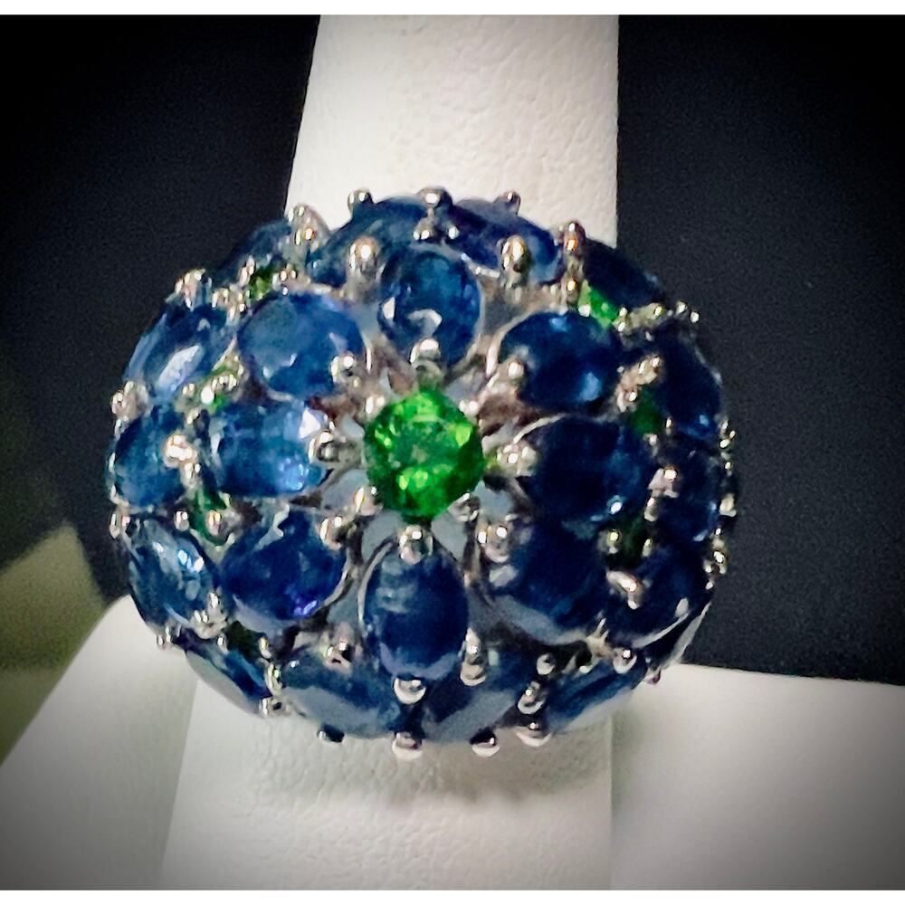 Massive Natural Kyanite Chrome Diopside Cluster Dome Ring - Picture 14 of 15
